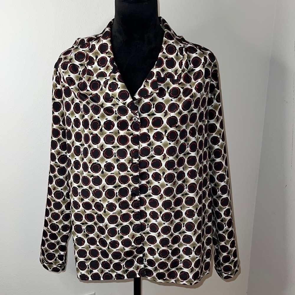 Impressions of California buttoned down long sleeves polyester shirt blouse top